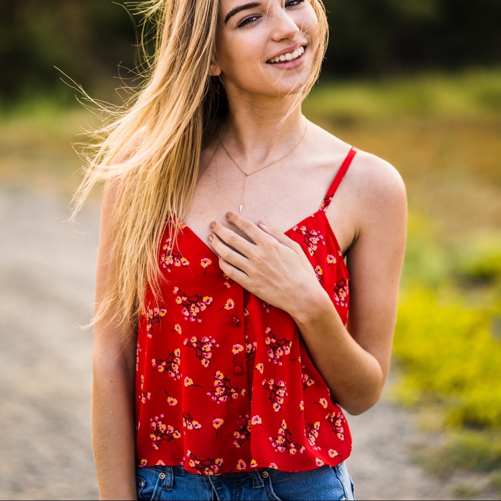Red Floral Tank